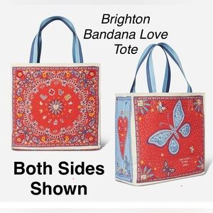 #AB037 - Brighton Bandana Love Tote Butterfly Motif Canvas Double Straps